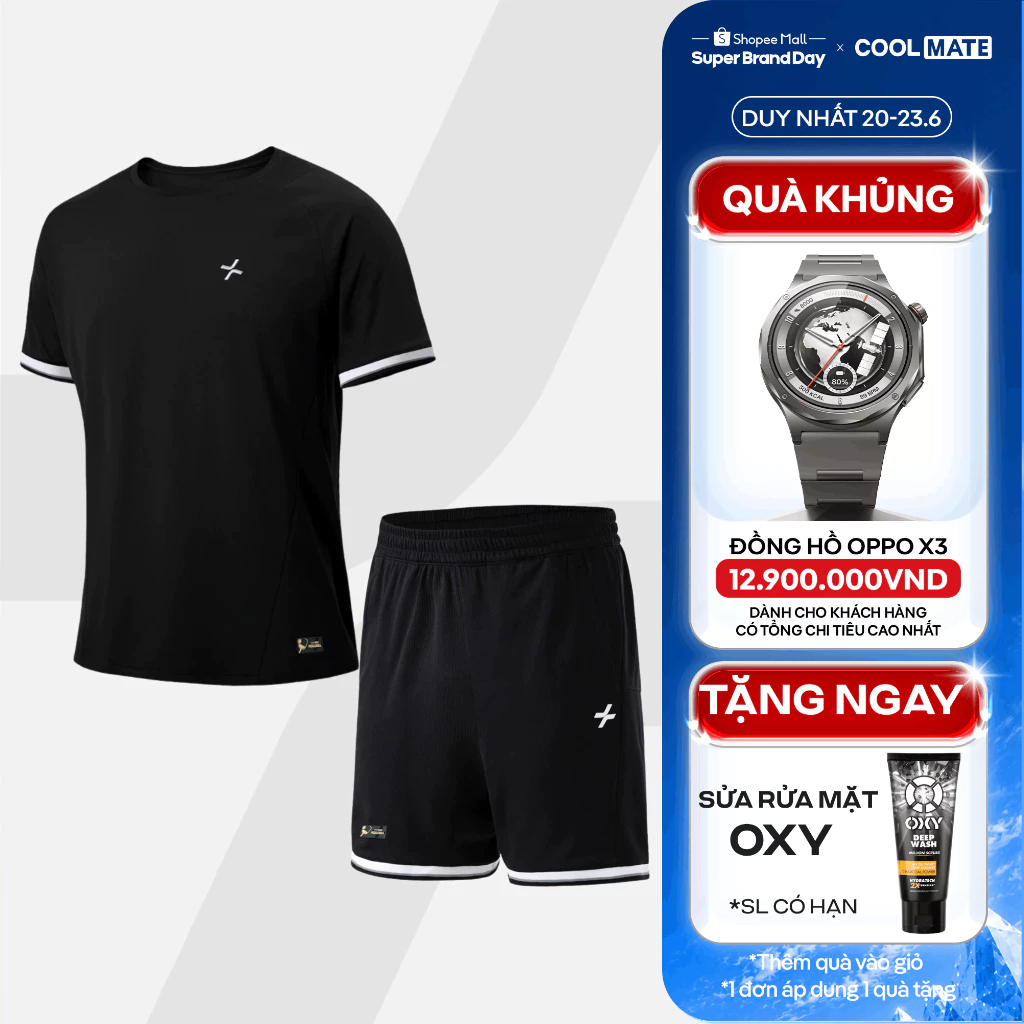 [TẶNG SRM OXY]Set thể thao nam Pickleball Áo và Quần Short Essentials, Nhanh khô, Thoáng khí Thấm hút tốt Coolmate