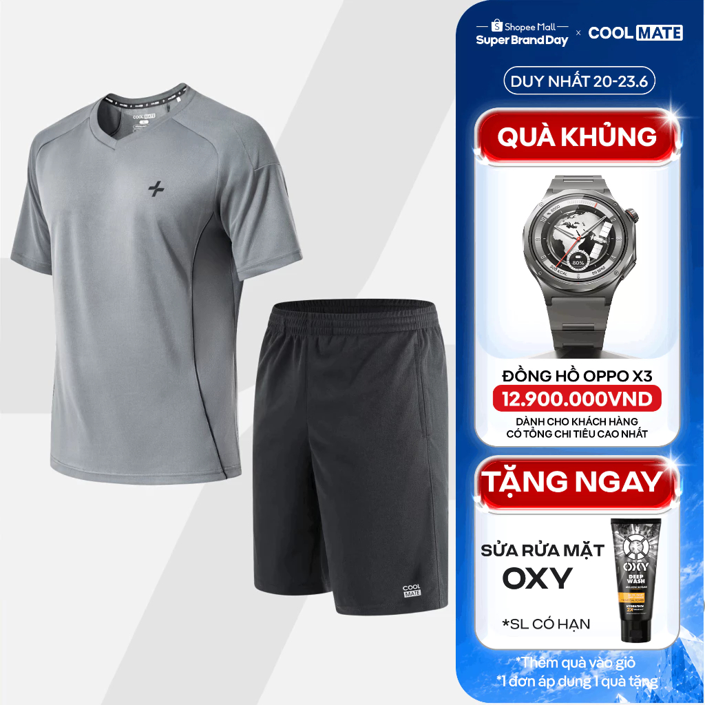 [TẶNG SRM OXY]Set thể thao pickleball Áo thun FlexLine Active + Quần Promax Thoáng khí, thấm hút Coolmate