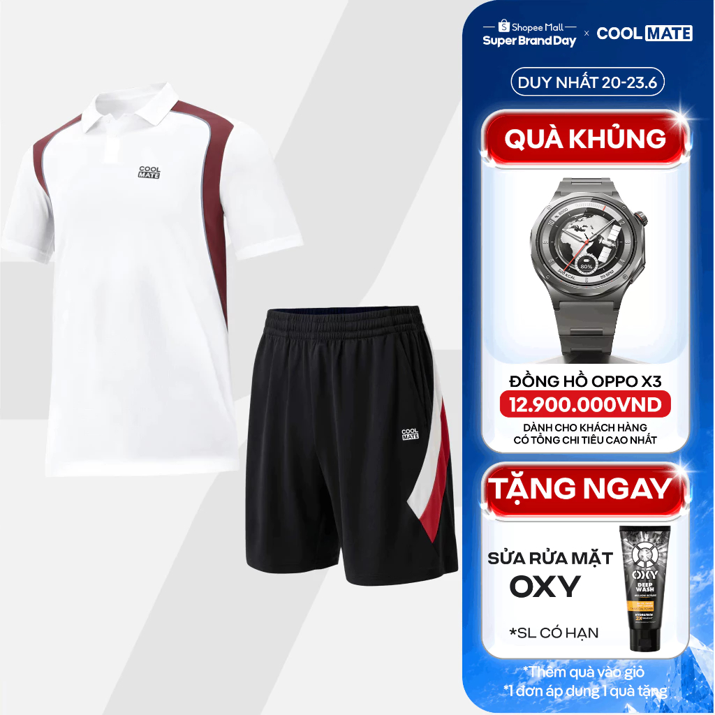 [TẶNG SRM OXY]Set đồ thể thao Pickleball Promax Áo Polo Teamwear Flexline Active thấm hút tốt Coolmate