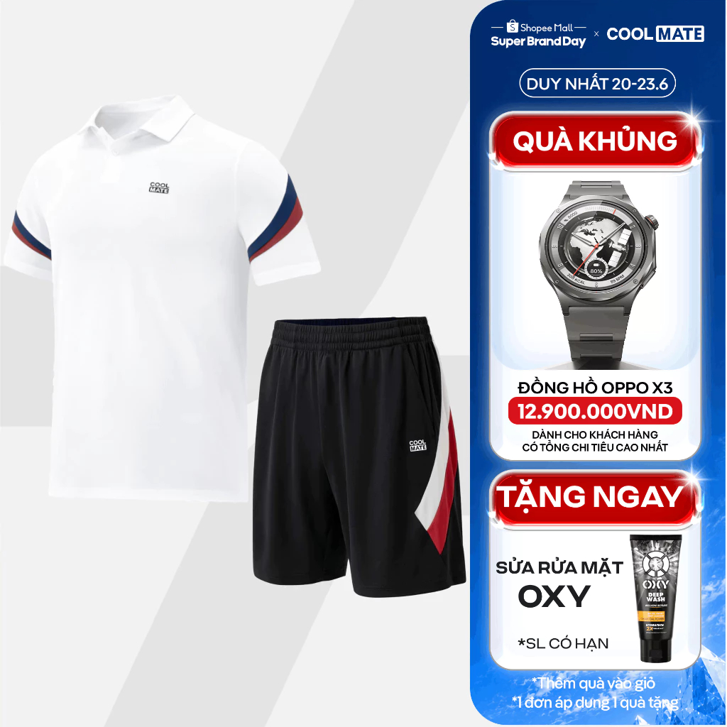 [TẶNG SRM OXY]Set đồ thể thao Pickleball Áo Polo Teamwear Promax Sportline short thoáng khí Coolmate