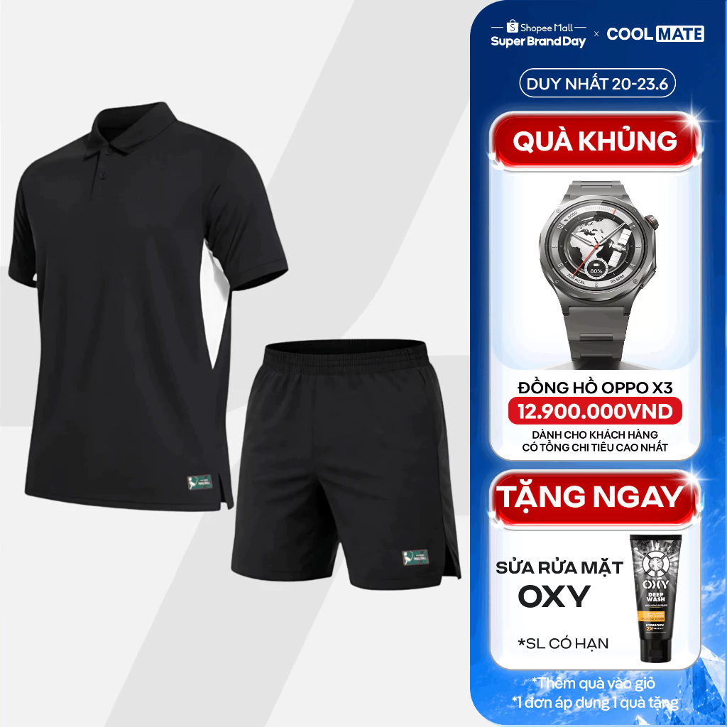 [TẶNG SRM OXY]Set thể thao nam Pickleball Áo Polo Baseline +Quần Smash Shot thoáng khí thấm hút tốt Coolmate