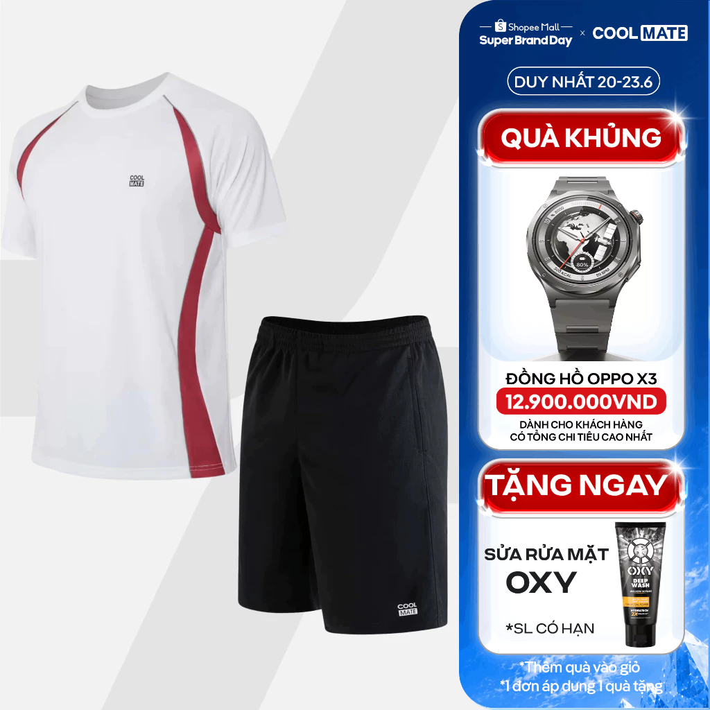[TẶNG SRM OXY]Set đồ thể thao Pickleball Áo thun Teamwear Flexline Active Quần Promax thấm hút tốt Coolmate