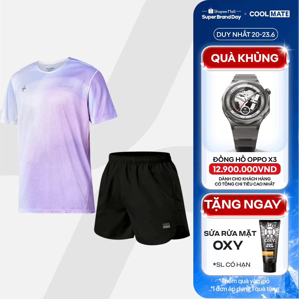 [TẶNG SRM OXY]Set đồ thể thao Áo Thun Graphic Quần short Maxcool thấm hút tốt, set Chạy bộ Coolmate