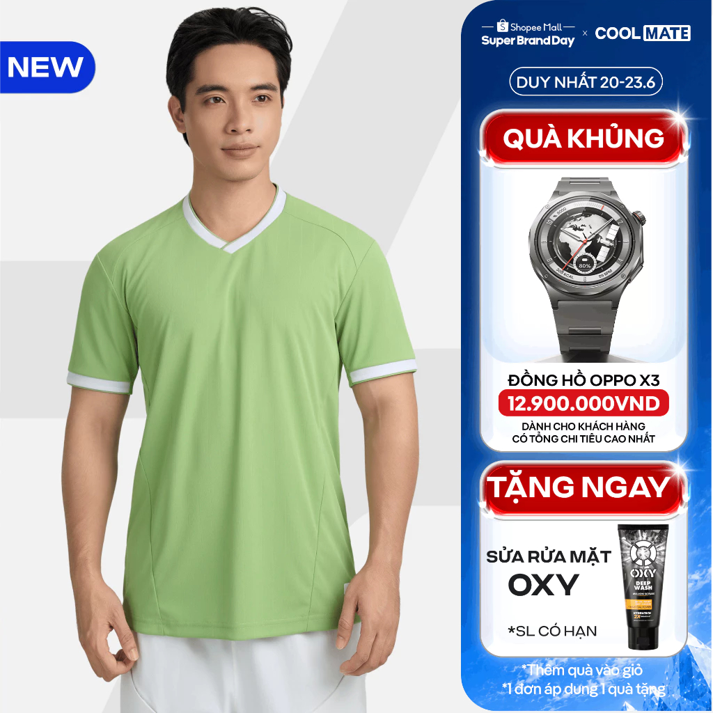 [TẶNG SRM OXY][MỚI]Áo thun thể thao nam cổ V Pickleball ZeroMark nhanh khô KHÔNG ĐỂ LẠI VỆT MỒ HÔI Coolmate