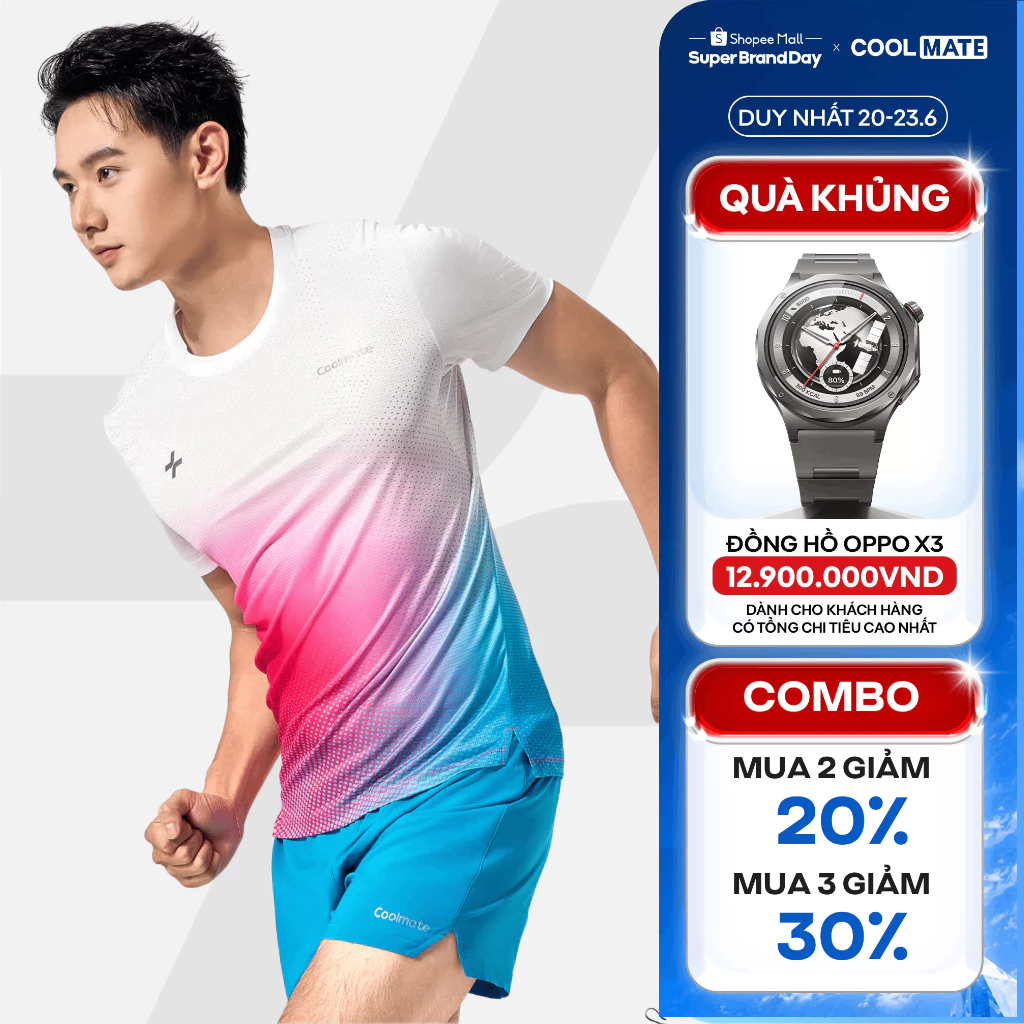 [MUA 3 GIẢM 30%]Áo thun thể thao chạy bộ AirRush Gradient thấm hút tốt thoáng khí Coolmate