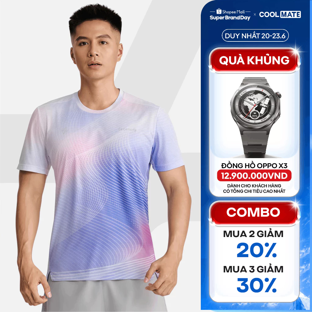 [MUA 3 GIẢM 30%]Áo Thun nam TShirt thể thao chạy bộ Airflow Luman Wave siêu nhẹ, thấm hút, thoáng khí Coolmate