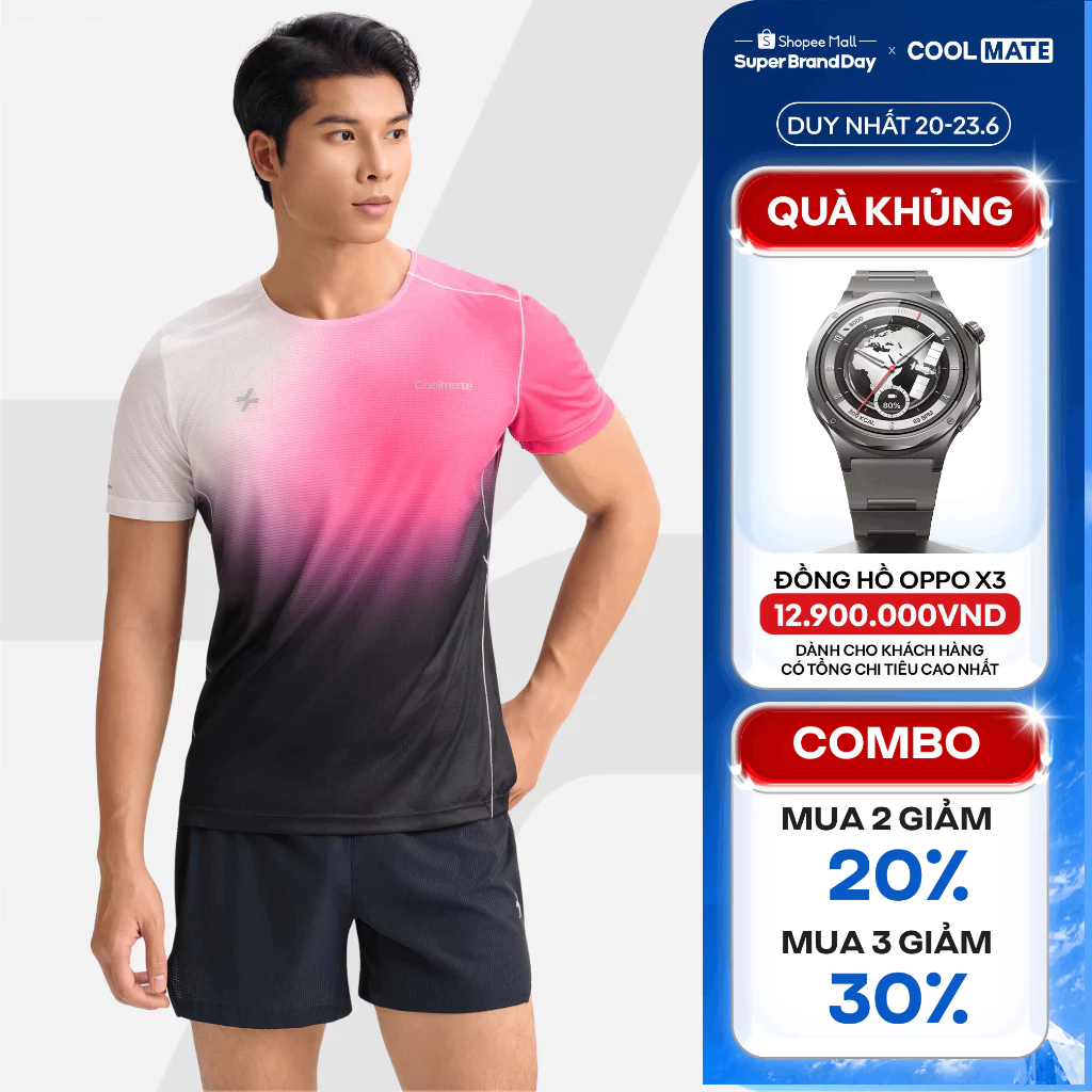 [MUA 3 GIẢM 30%]Áo Thun TShirt thể thao nam chạy bộ Running Graphic Ventra Gradient siêu nhẹ, nhanh khô Coolmate