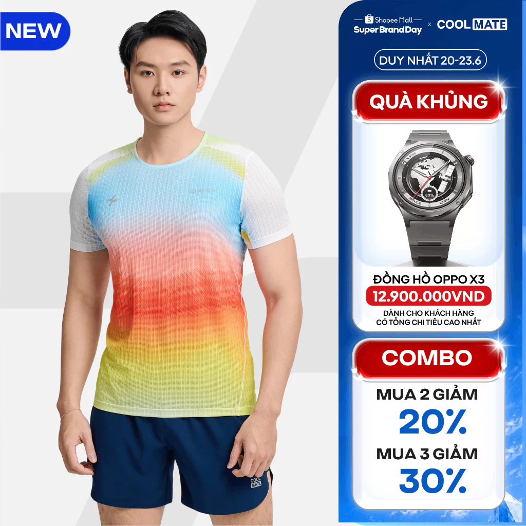 [MUA 3 GIẢM 30%]Áo thun thể thao đa năng AirFlow Exdry Gradient chạy bộ, pickleball siêu nhẹ Coolmate
