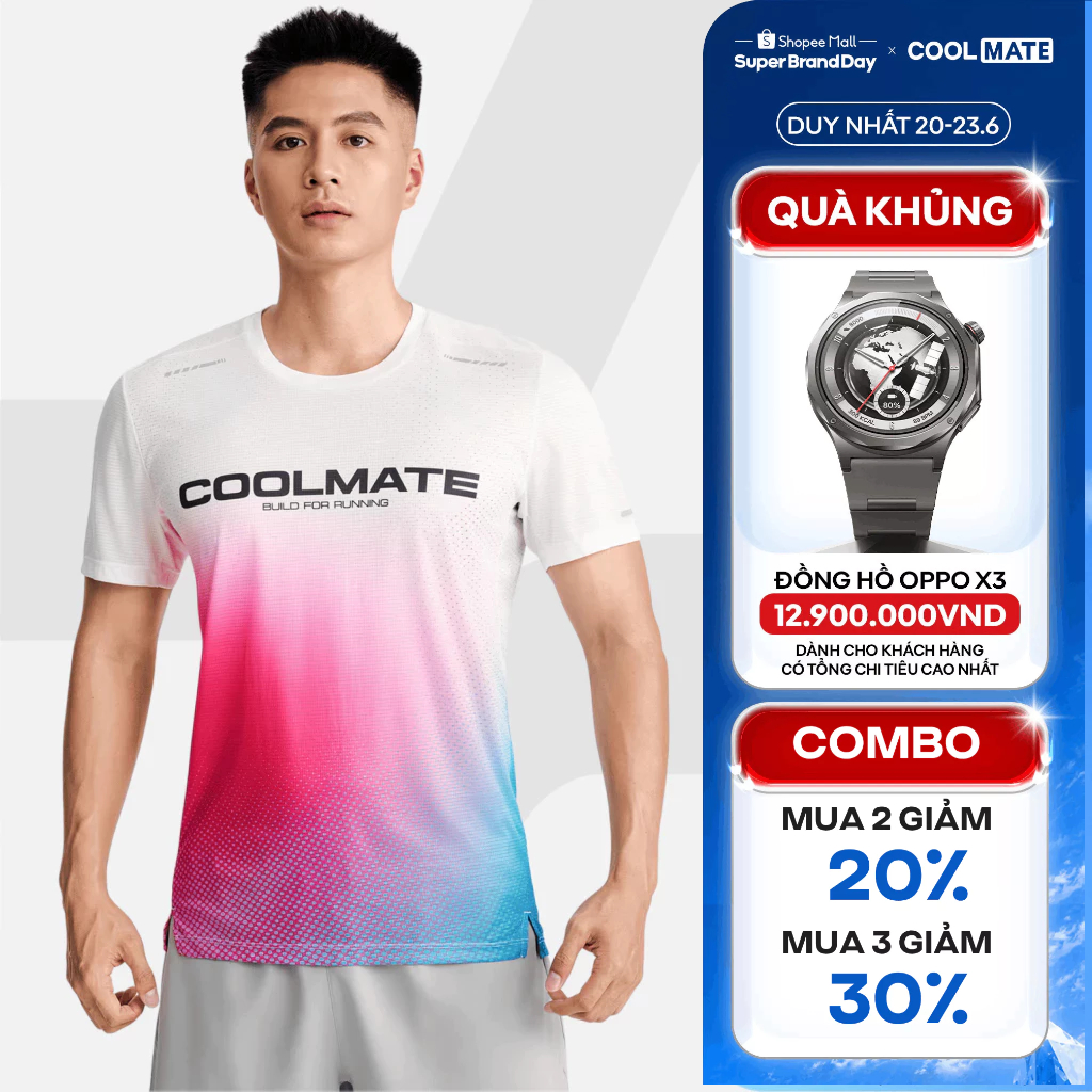 [MUA 3 GIẢM 30%]Áo thun chạy bộ unisex nam nữ thấm hút, nhanh khô, siêu nhẹ logo Coolmate