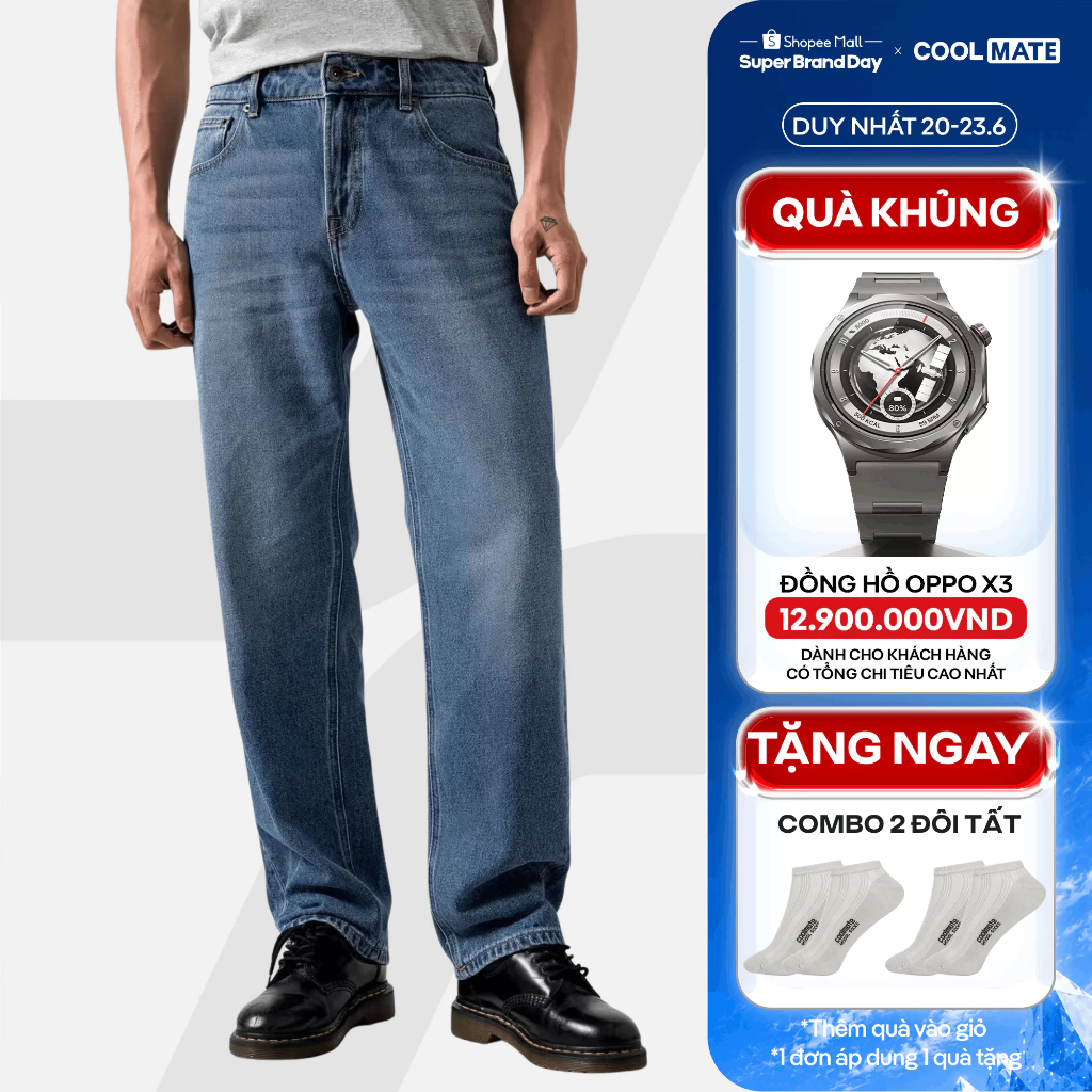 [TẶNG COMBO 2 TẤT]Coolmate x Copper Denim | Quần Jeans dáng Straight mặc thoải mái, quần đi làm đi chơi dạo phố