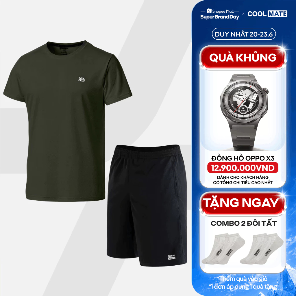 [TẶNG COMBO 2 TẤT]Set bộ đồ thể thao nam Promax Pickleball, Tennis, tập Gym Áo thun và quần Thoáng khí Coolmate