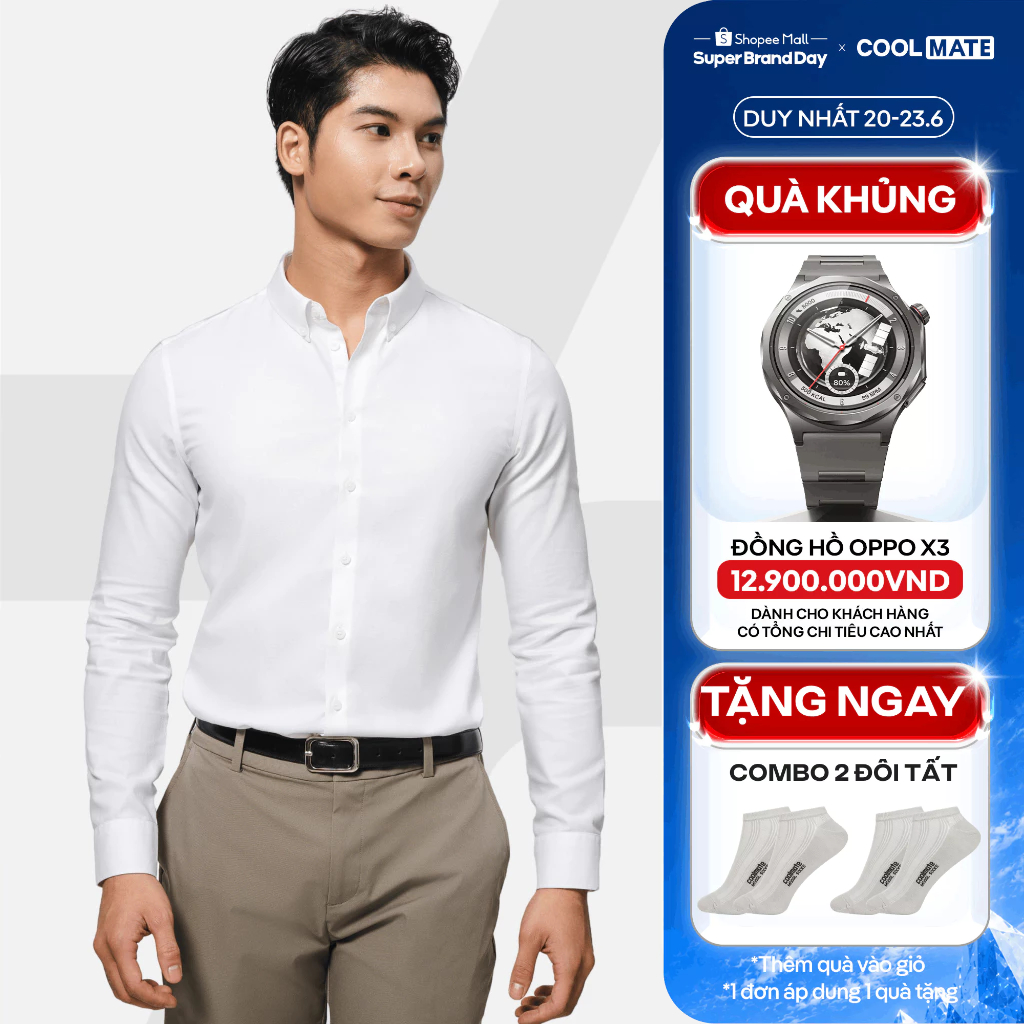 [TẶNG COMBO 2 TẤT]Áo Sơ Mi Nam Dài Tay Premium Dobby mềm mại chống nhăn, Áo đi làm đi chơi dạo phố Coolmate