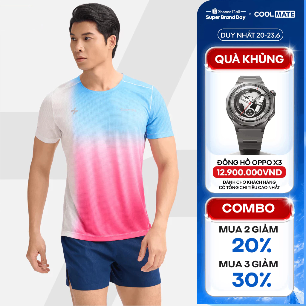 [MUA 3 GIẢM 30%]Áo Thun thể thao nam chạy bộ Running Graphic Aero Gradient siêu nhẹ, nhanh khô, thoáng mát Coolmate