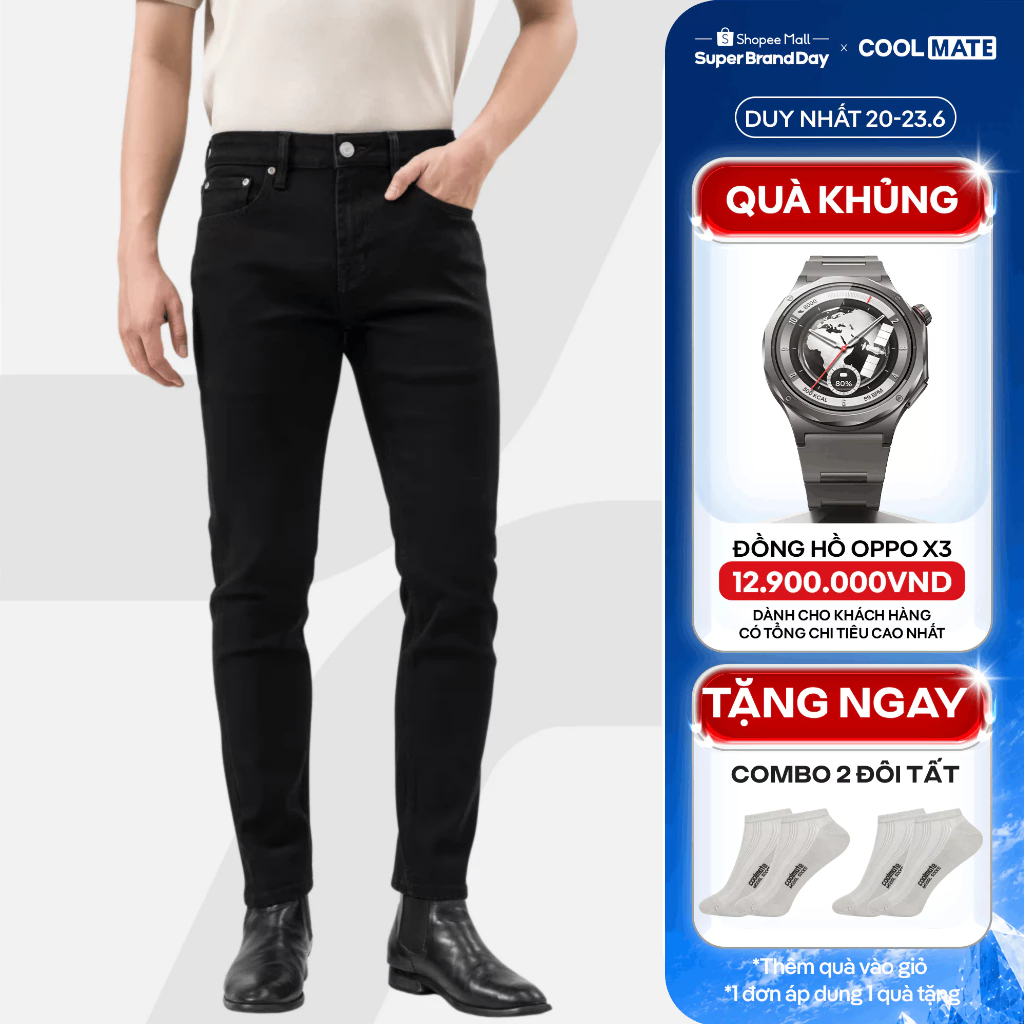 [TẶNG COMBO 2 TẤT]Quần Jeans Nam Basics dáng Slim fit bền bỉ, tôn dáng, quần đi làm đi chơi dạo phố Coolmate