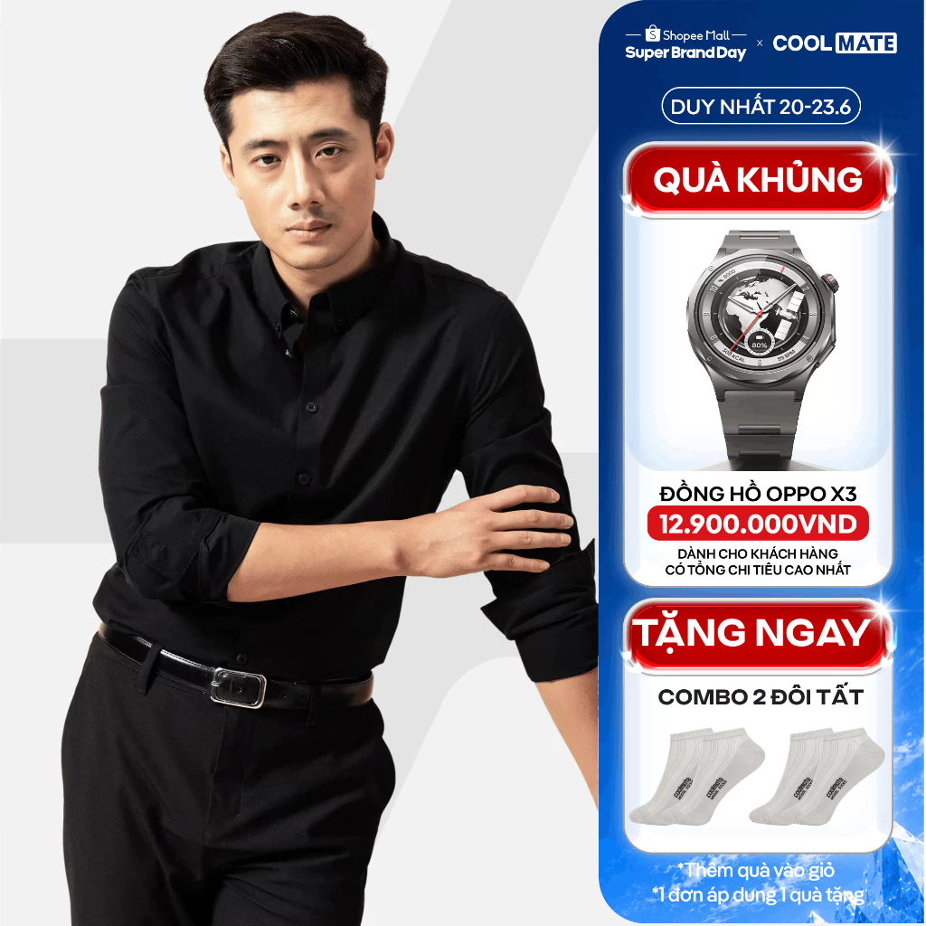 [TẶNG COMBO 2 TẤT]Áo Sơ Mi Nam Dài Tay Premium Poplin mềm mại, chống nhăn, Áo đi làm đi chơi dạo phố Coolmate