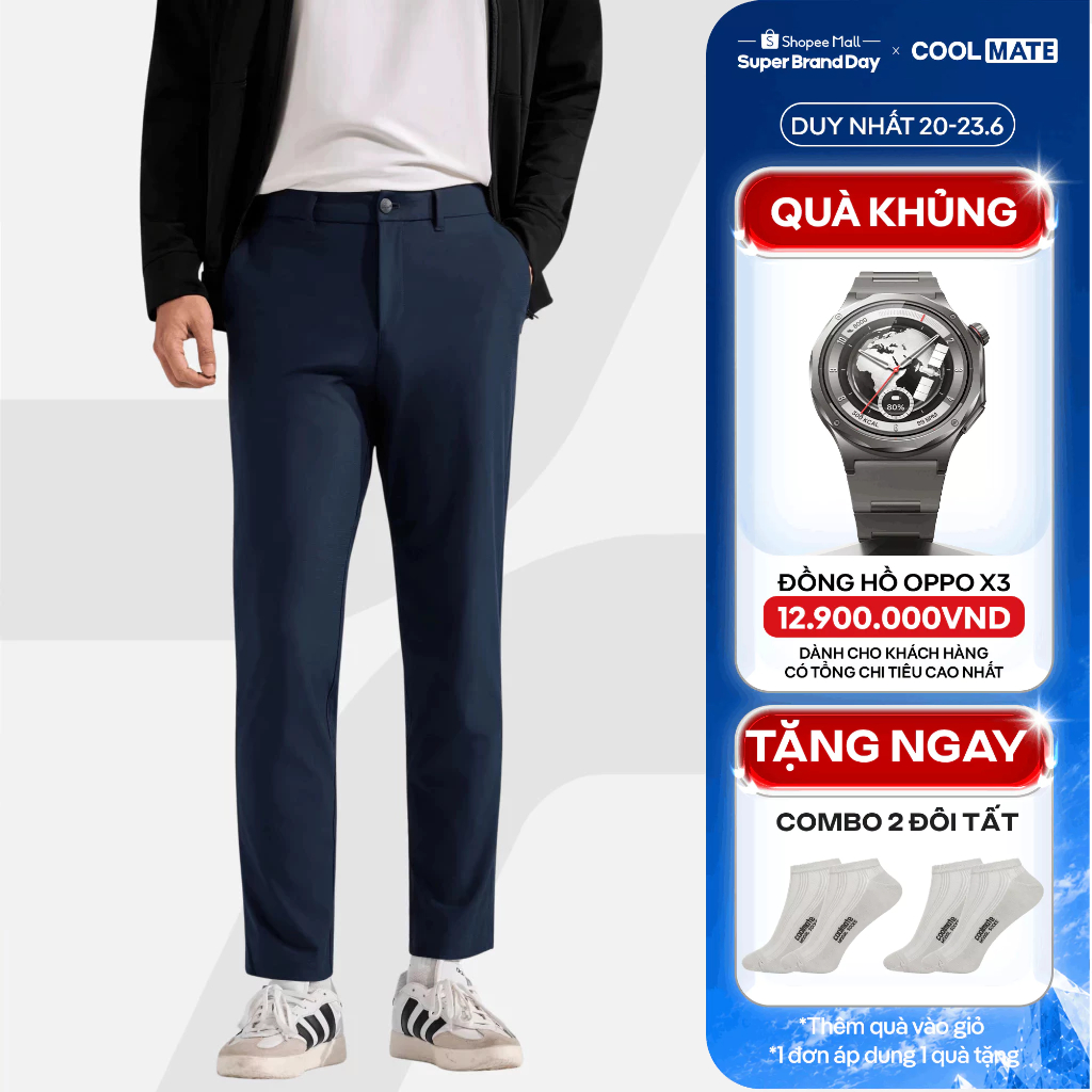 [TẶNG COMBO 2 TẤT]Quần Dài ECC Warp Pants dáng Slim co giãn giữ form tốt, quần đi làm đi chơi dạo phố Coolmate