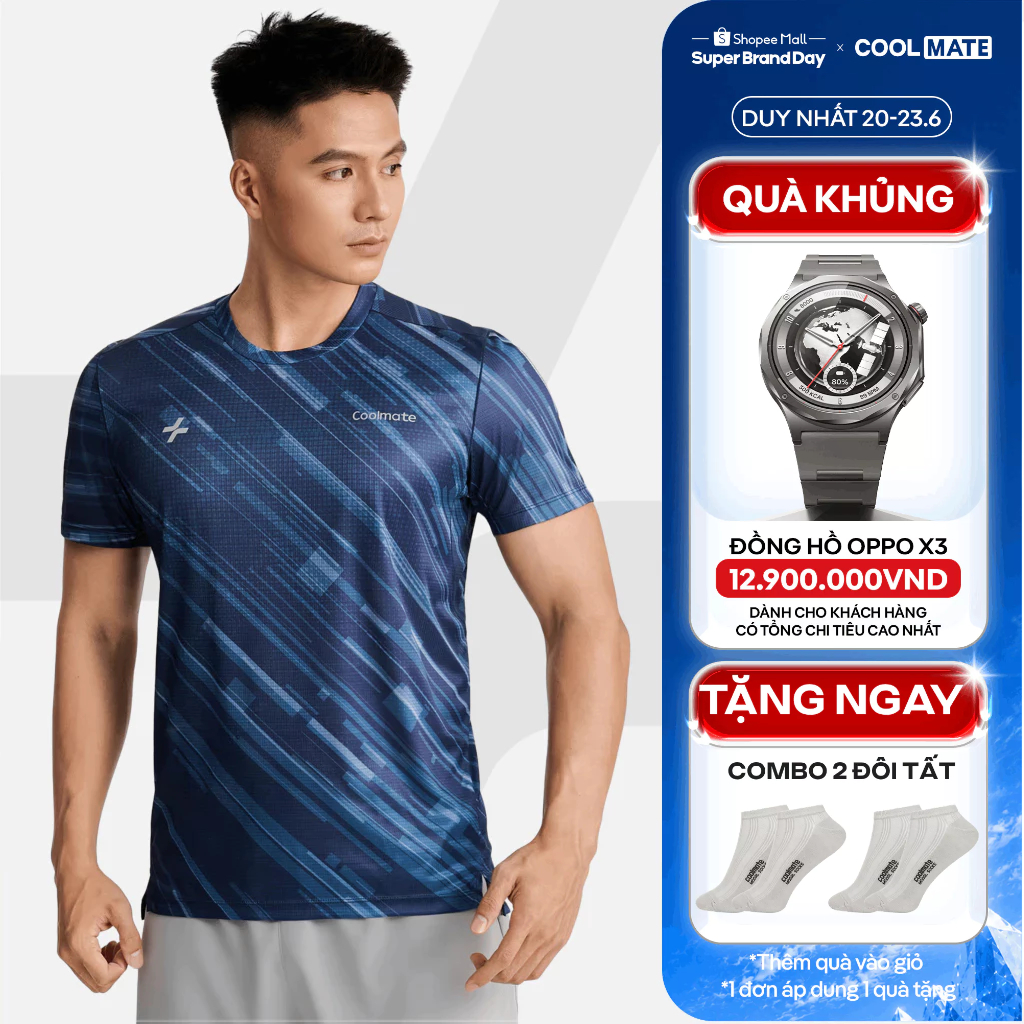 [TẶNG COMBO 2 TẤT]Áo thun nam chạy bộ Airflow Luman Line áo thể thao running siêu nhẹ, thoáng khí Coolmate