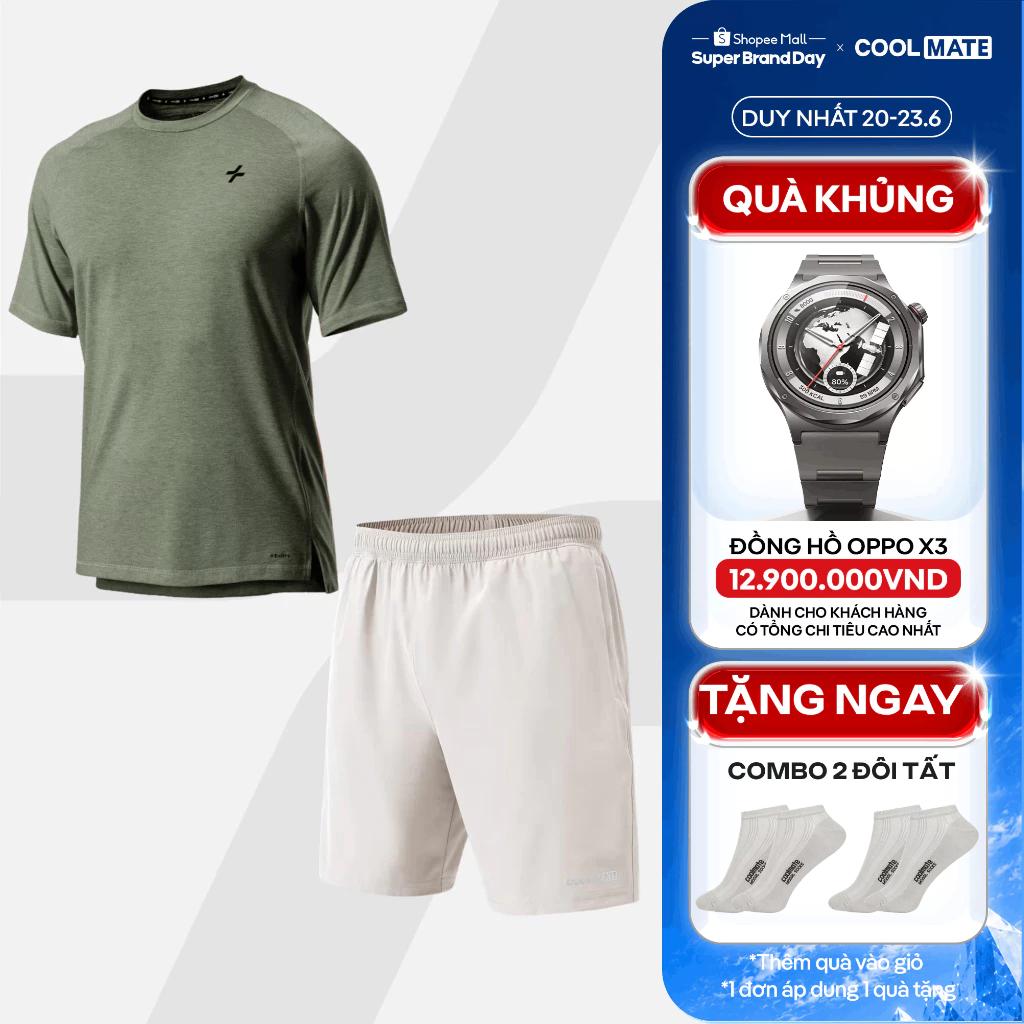 [GIÁ TỐT TRÊN LIVE]Set thể thao pickleball Áo Training Comfort và shorts 7inch thoáng khí, set đa năng Coolmate