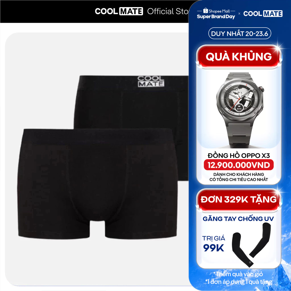 [TẶNG QUÀ ĐƠN 329K]Combo 2 quần lót nam Trunk chất liệu Cotton và Bamboo kháng khuẩn Coolmate