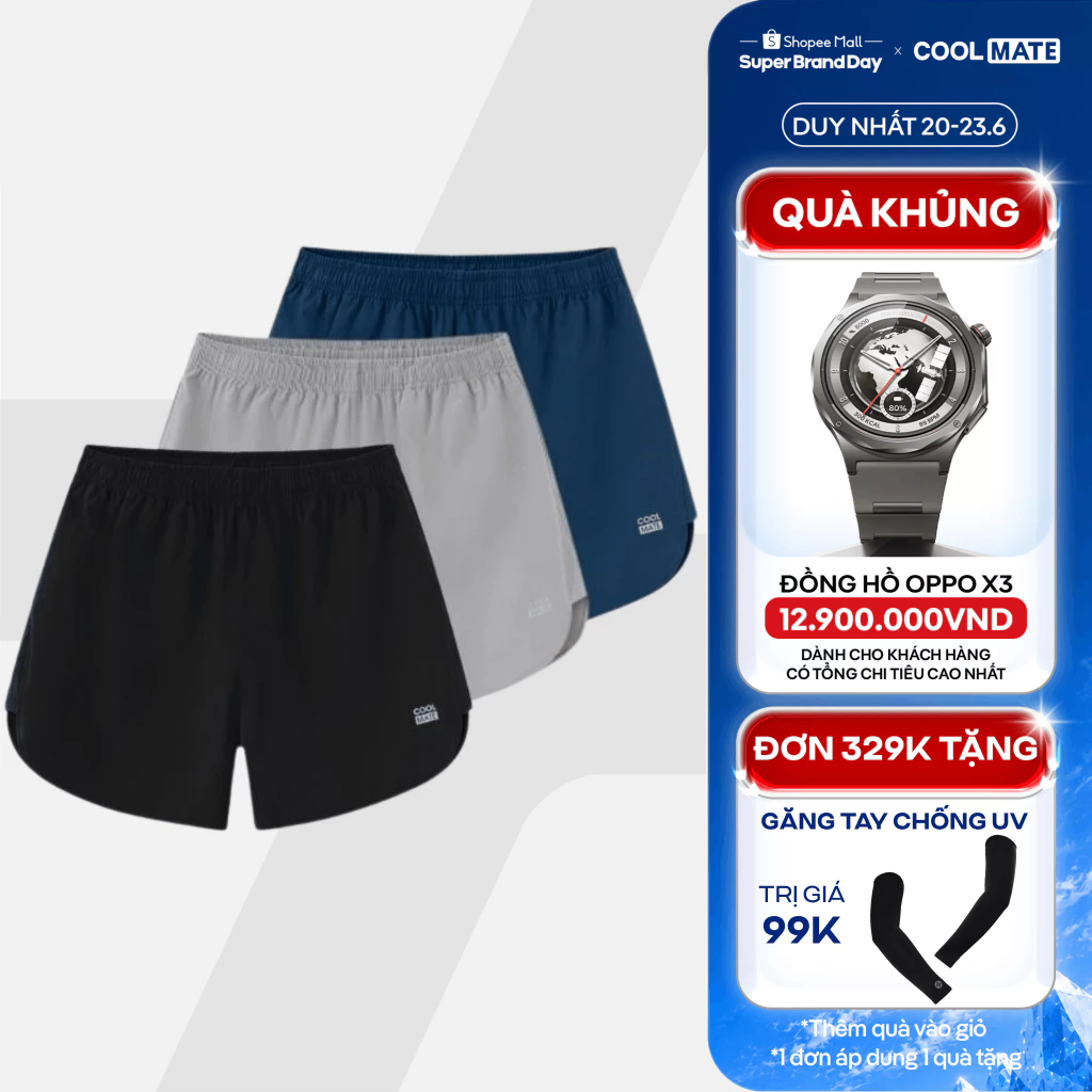 [TẶNG QUÀ ĐƠN 329K]Combo 3 Quần Short thể thao Maxcool co giãn thoải mái Coolmate