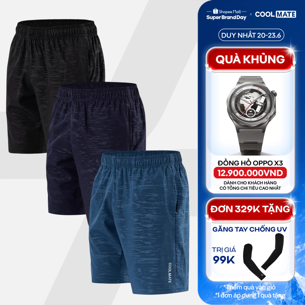[GIÁ TỐT TRÊN LIVE][TẶNG QUÀ ĐƠN 329K]Combo 3 Quần Short nam thể thao Ultra Pro mềm, nhẹ, thoải mái vận động Coolmate