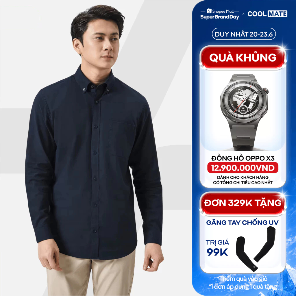 [GIÁ TỐT TRÊN LIVE]Áo Sơ Mi nam Dài Tay Essentials Cotton mềm mại, thoáng mát, Áo đi làm đi chơi dạo phố Coolmate