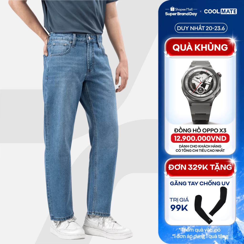 [TẶNG QUÀ ĐƠN 329K]Quần Jeans Basics dáng suông rộng Regular Straight dày dặn, thoải mái, quần đi làm đi chơi Coolmate