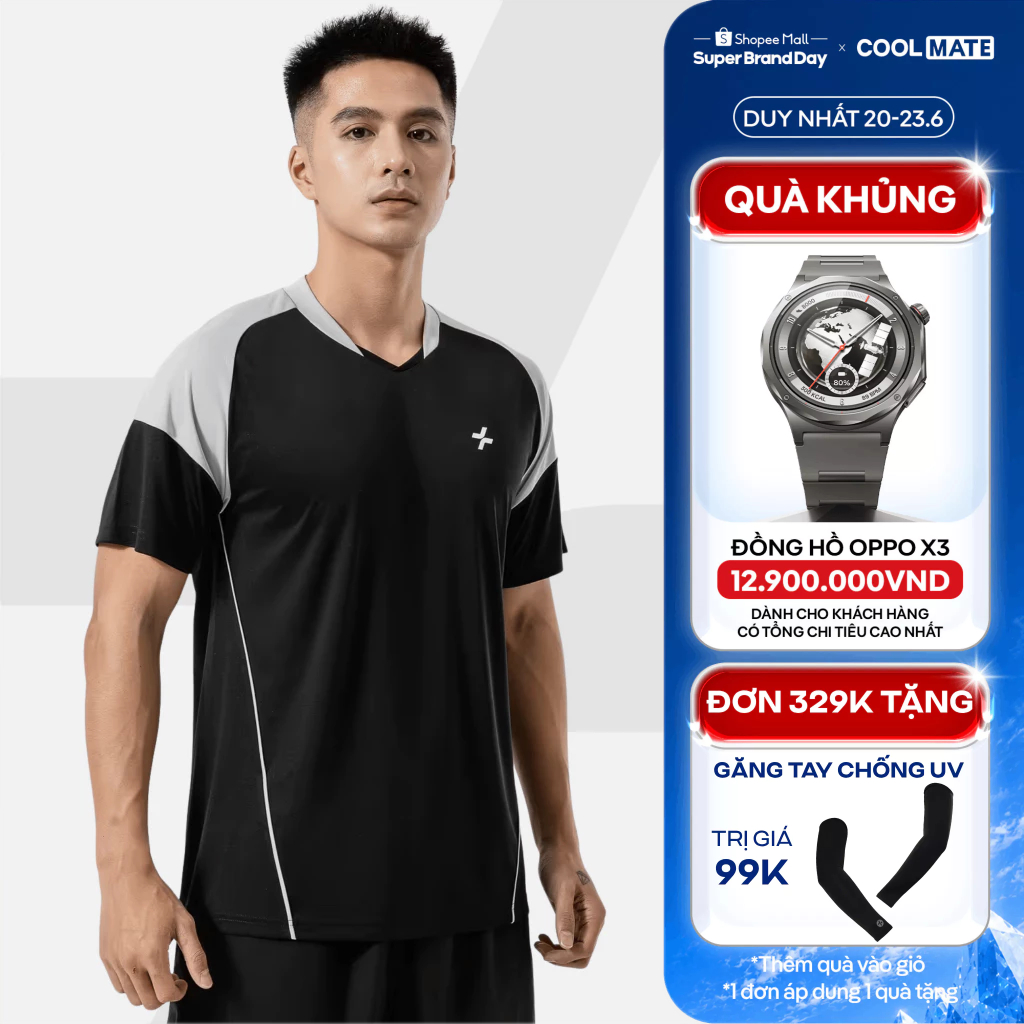 [TẶNG QUÀ ĐƠN 329K]Áo thun nam thể thao pickleball tennis phối bo cổ co giãn thấm hút tốt nhanh khô Coolmate