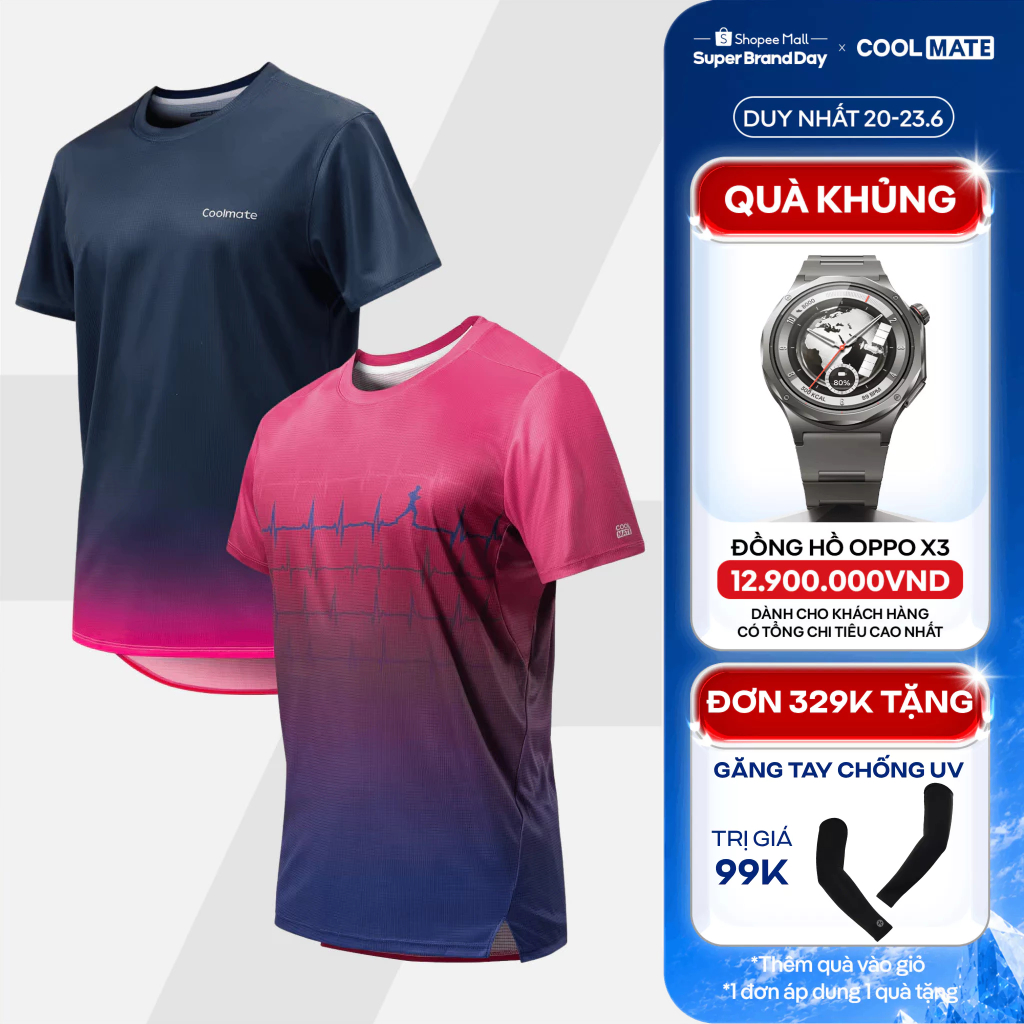 [GIÁ TỐT TRÊN LIVE]Combo 2 áo thun thể thao chạy bộ graphic siêu nhẹ thấm hút đa dạng màu Coolmate