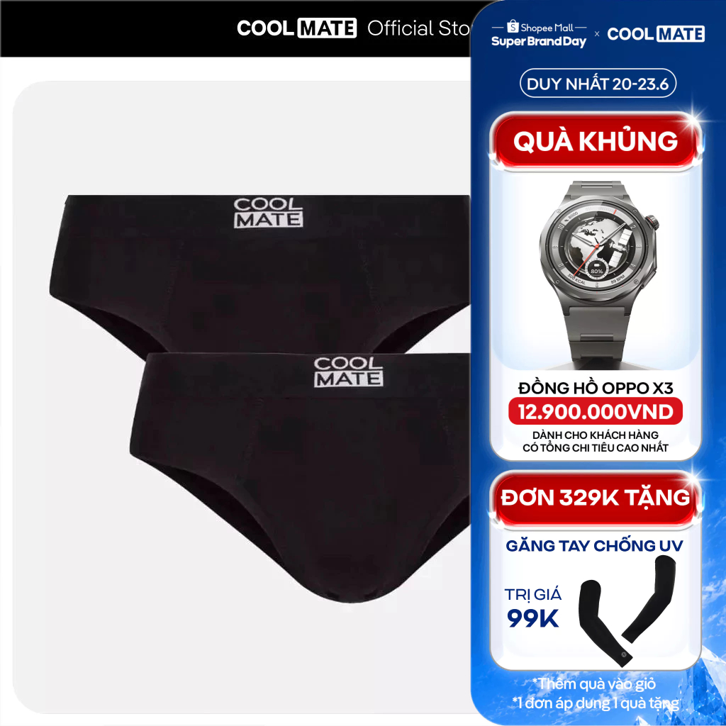 [TẶNG QUÀ ĐƠN 329K]Set 2 quần lót Bamboo Brief tam giác kháng khuẩn Coolmate