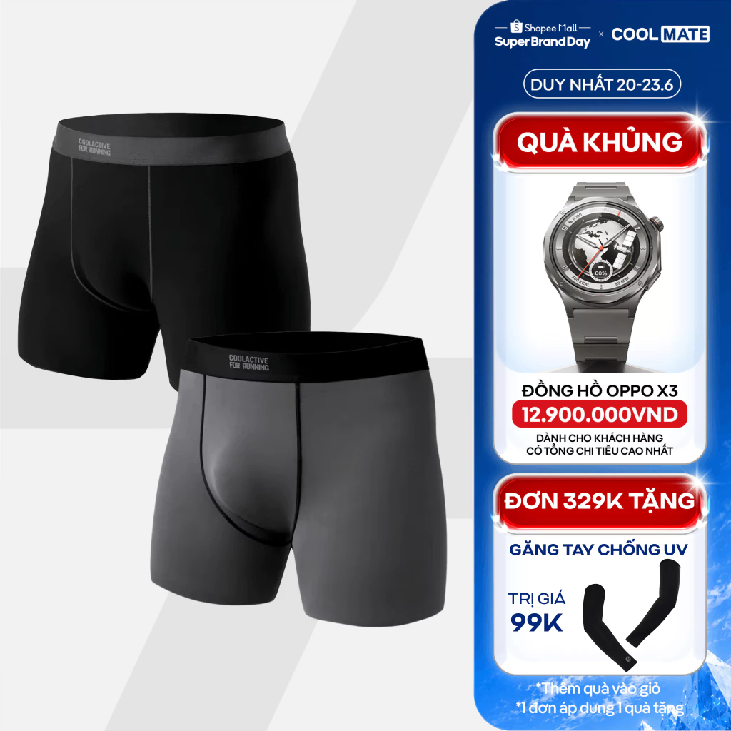 [TẶNG QUÀ ĐƠN 329K]Combo 2 quần lót nam thể thao chạy bộ Fast & Free Run công nghệ Không Đường May êm ái Coolmate