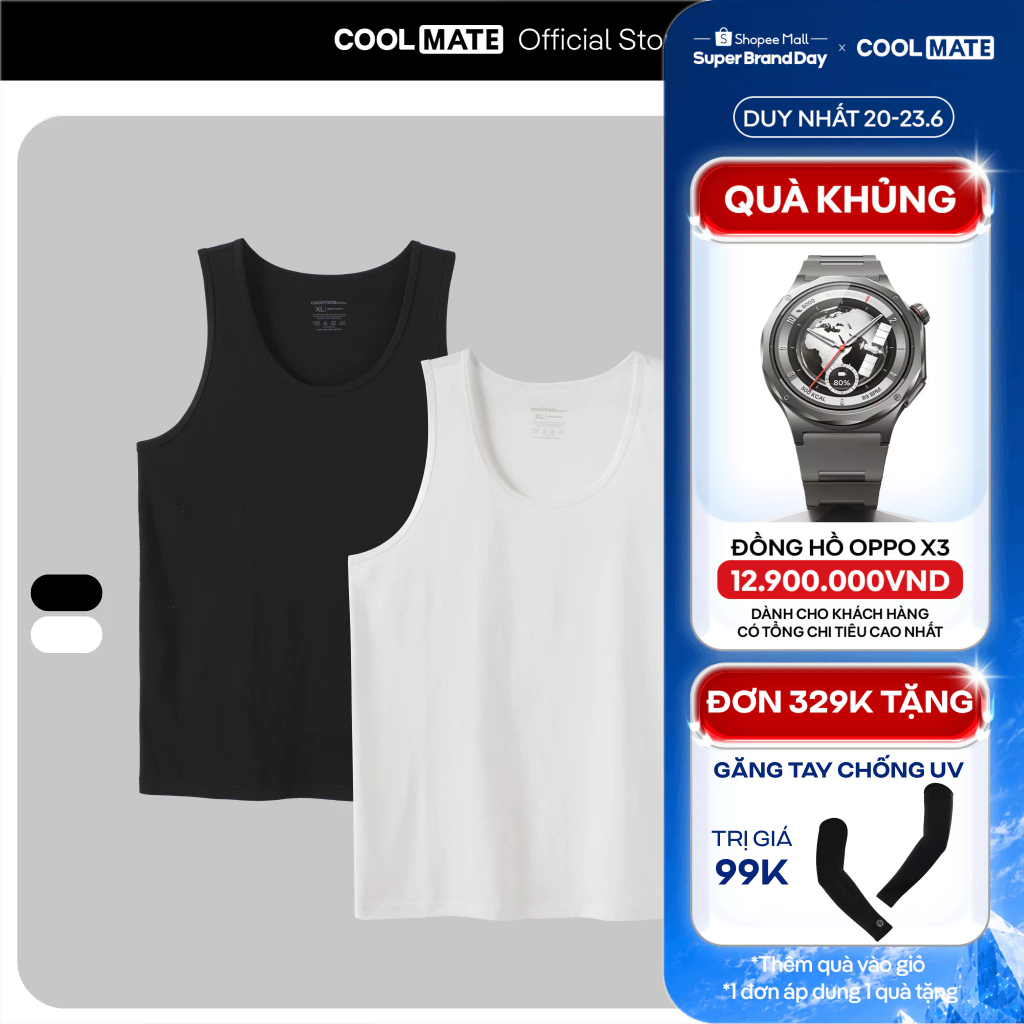 [TẶNG QUÀ ĐƠN 329K]Combo 2 Áo Ba Lỗ Nam Mặc Trong Thoáng Khí, Excool Coolmate