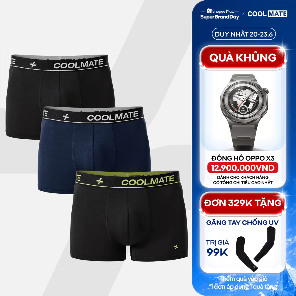 [GIÁ TỐT TRÊN LIVE][TẶNG QUÀ ĐƠN 329K]Combo 3 Quần Lót Nam Trunk AirMax Mesh Thoáng mát, Nhanh Khô, Co giãn - Coolmate