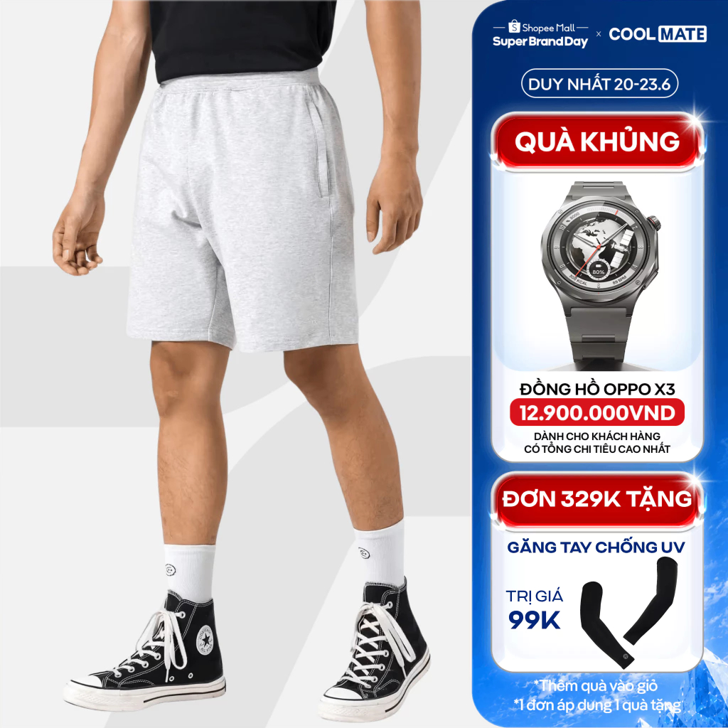 [TẶNG QUÀ ĐƠN 329K]Quần đùi cotton, quần Short Nam New French Terry V2 co giãn cạp chun có khoá kéo thoáng mát Coolmate