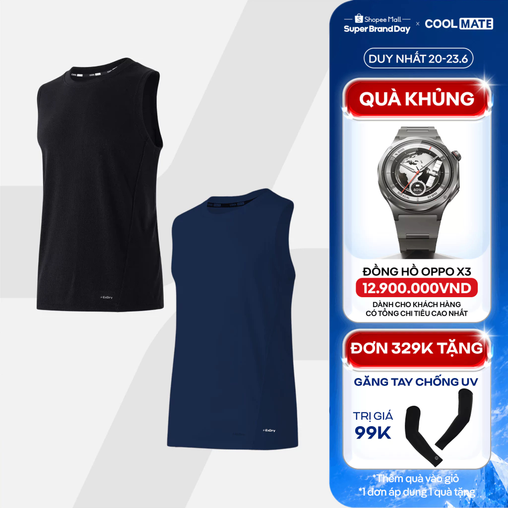 [TẶNG QUÀ ĐƠN 329K]Combo 2 Áo ba lỗ, sát nách Promax nam thể thao đa năng, Pickleball thoáng mát, thấm hút tốt Coolmate