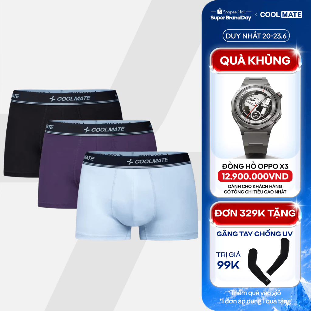 [TẶNG QUÀ ĐƠN 329K] Combo Pack 3 Quần Lót Nam Cotton Compact co giãn, thoáng khi nhanh khô - Coolmate