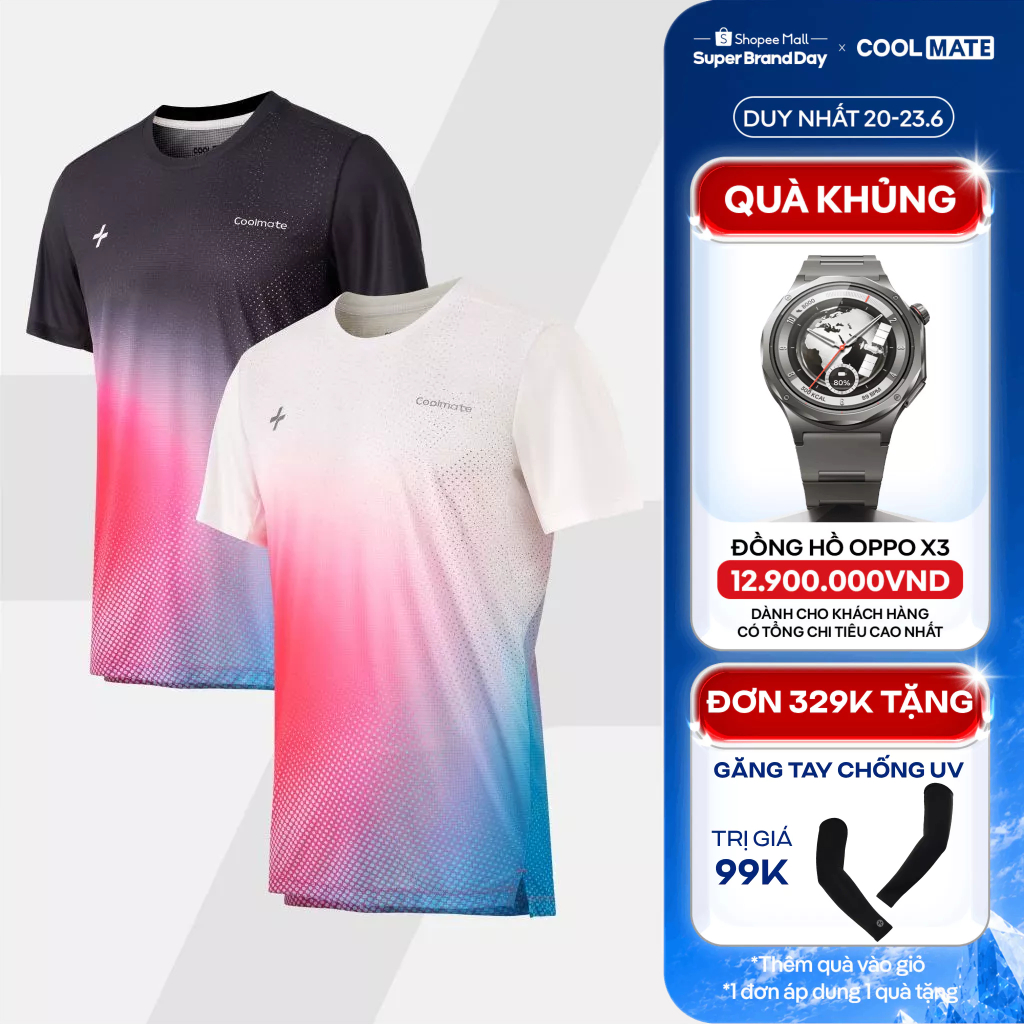 [TẶNG QUÀ ĐƠN 329K]Combo 2 Áo thun thể thao chạy bộ AirRush Gradient thấm hút tốt thoáng khí Coolmate