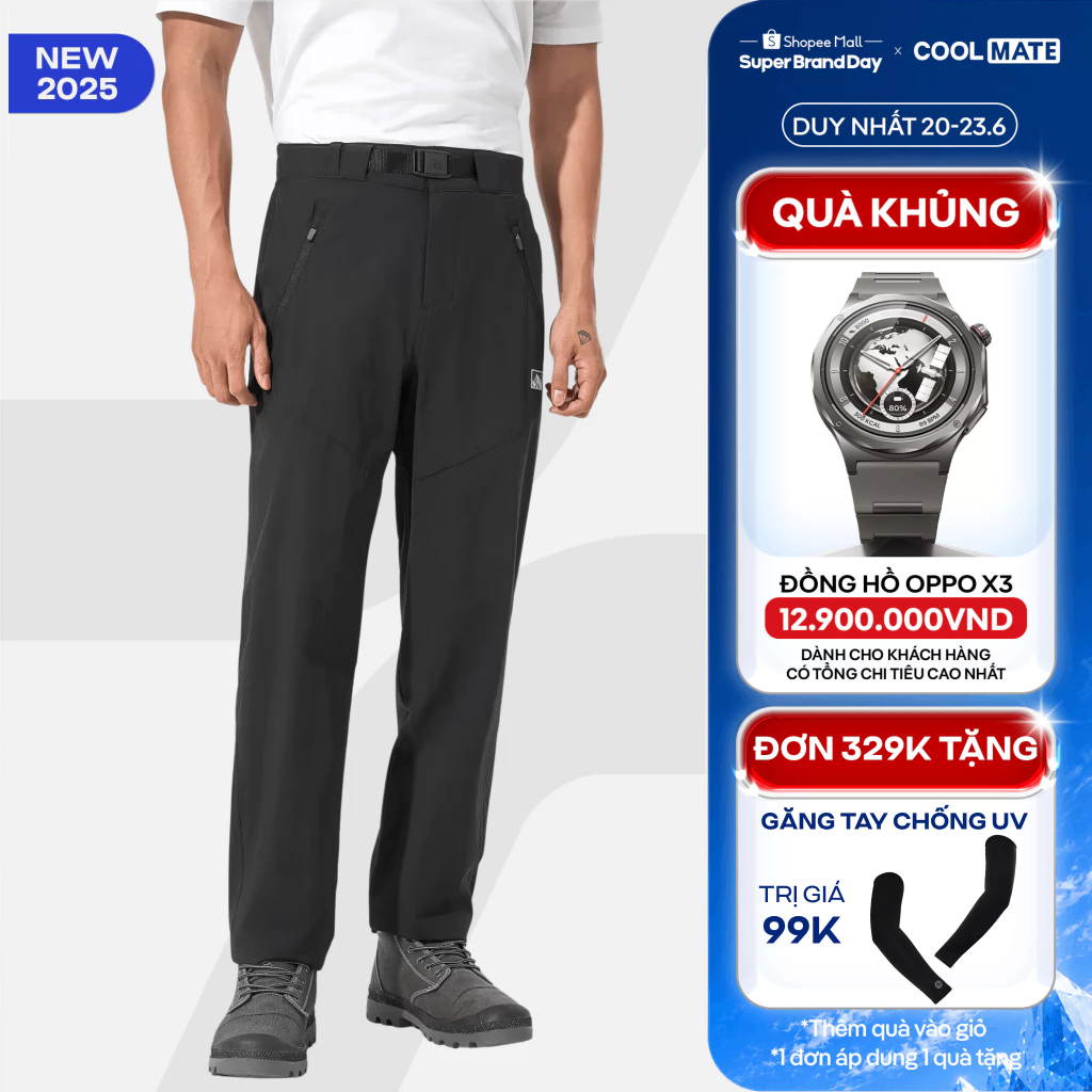 [TẶNG QUÀ ĐƠN 329K]Quần dài Outdoor Function Pants có đai túi khoá đa năng co giãn, quần leo núi trekking Coolmate