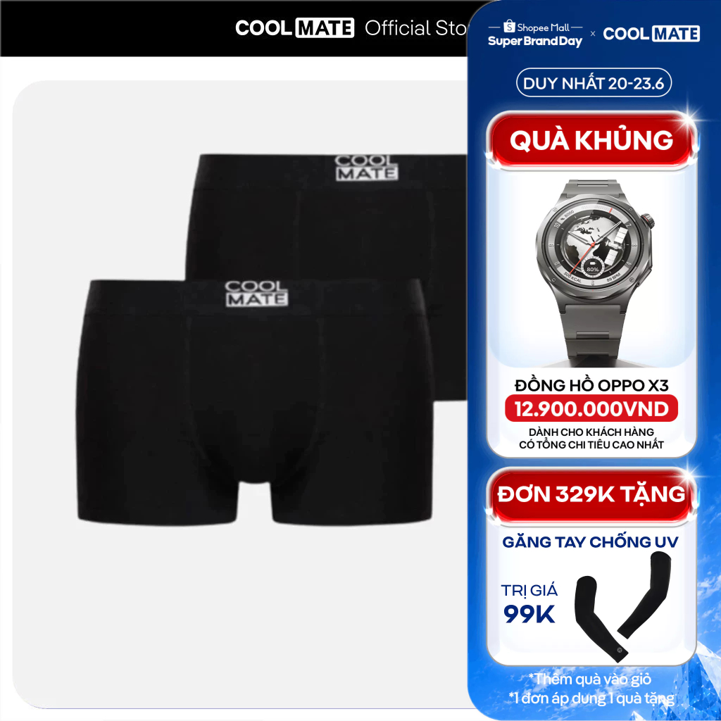 [TẶNG QUÀ ĐƠN 329K]Combo 2 quần lót nam Trunk Bamboo kháng khuẩn Coolmate