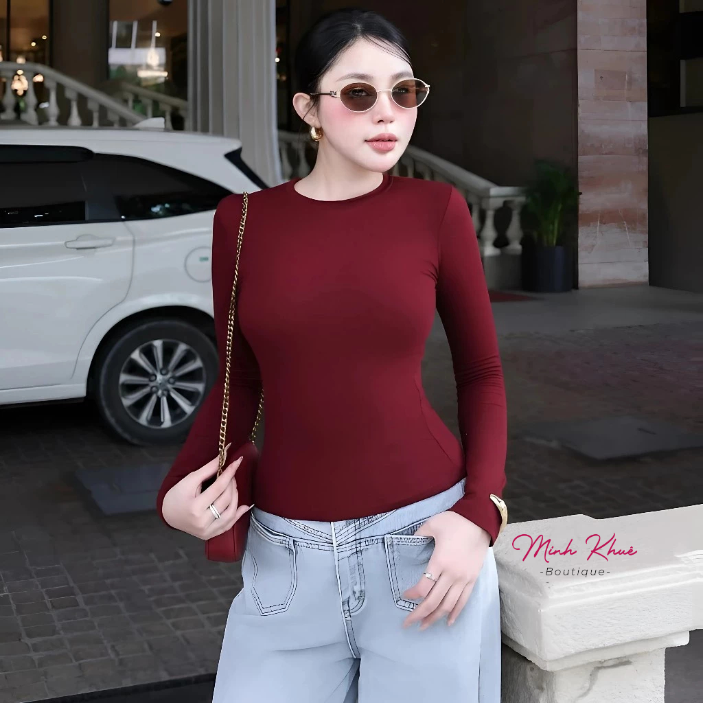 [Mở Bán] Áo Thun Tay Dài Cổ Tròn Dáng Dài Basic Thun Borip Lụa DD116 Ôm Body, Mềm Mịn, Co Giãn Minh Khuê Boutique