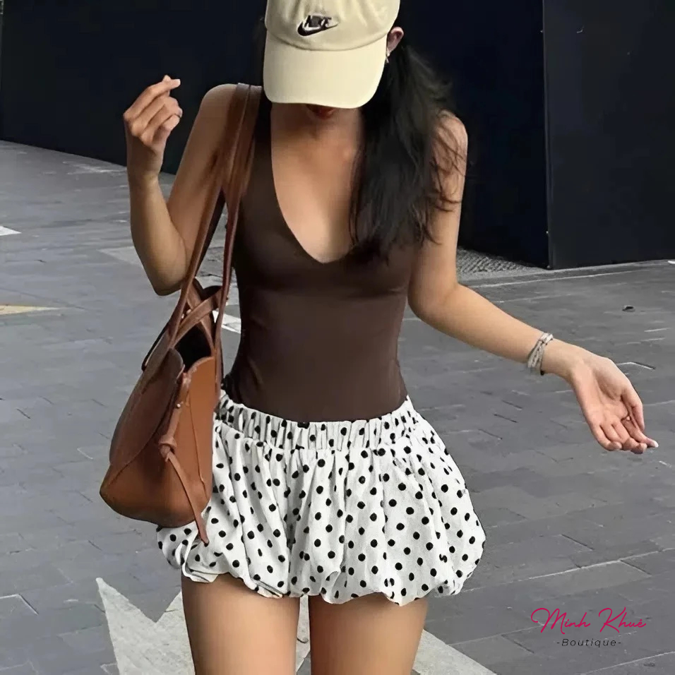 Quần Short Bí Ngô Chấm Bi Thun Kate QU09 Phồng Bồng Bềnh Trendy Hàn Quốc Minh Khuê Boutique