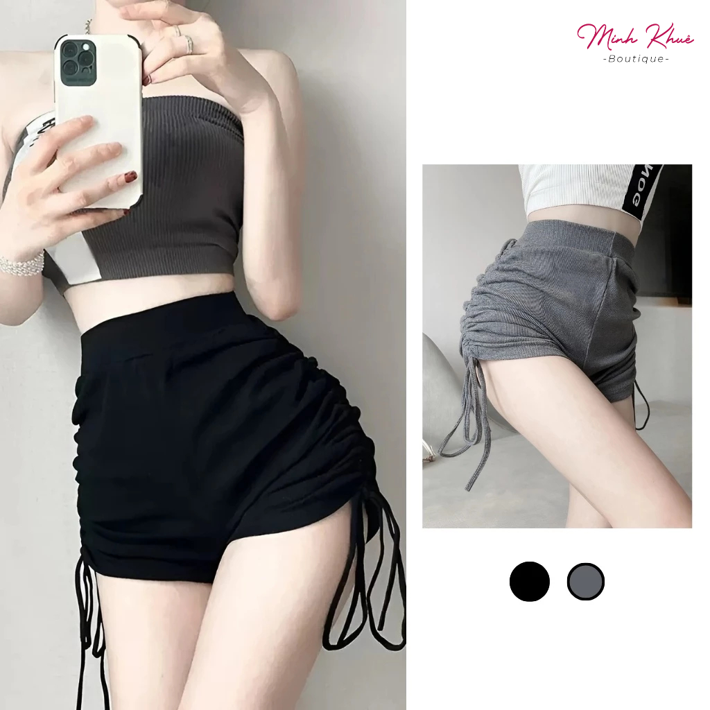 Quần Biker Short Rút Dây 2 Bên Chất Thun Gân Kiểu Dáng Ôm Boddy Sexy QU02 Minh Khuê Boutique
