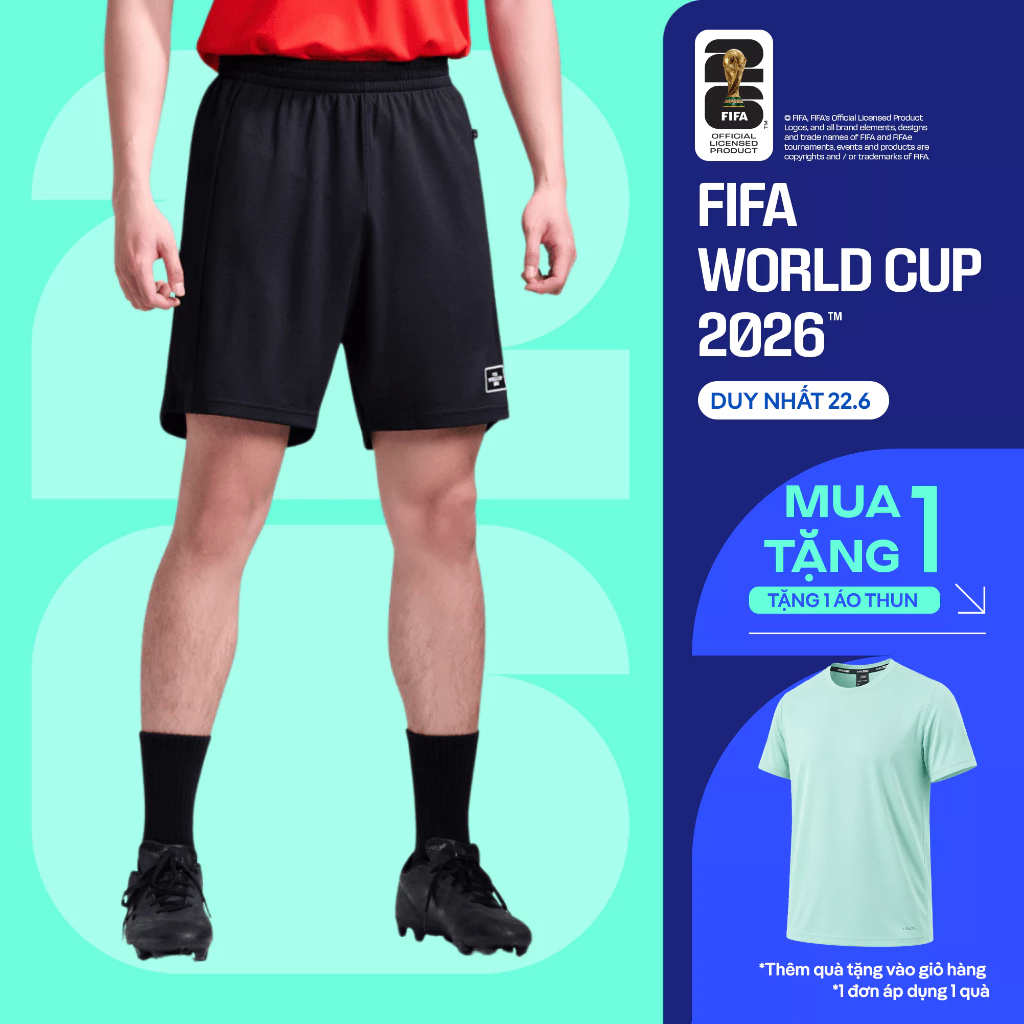 [TẶNG ÁO THUN]Quần shorts thể thao bóng đá nam logo basic Exdry Peformance World Cup thoáng khí, thấm hút tốt COOLMATE