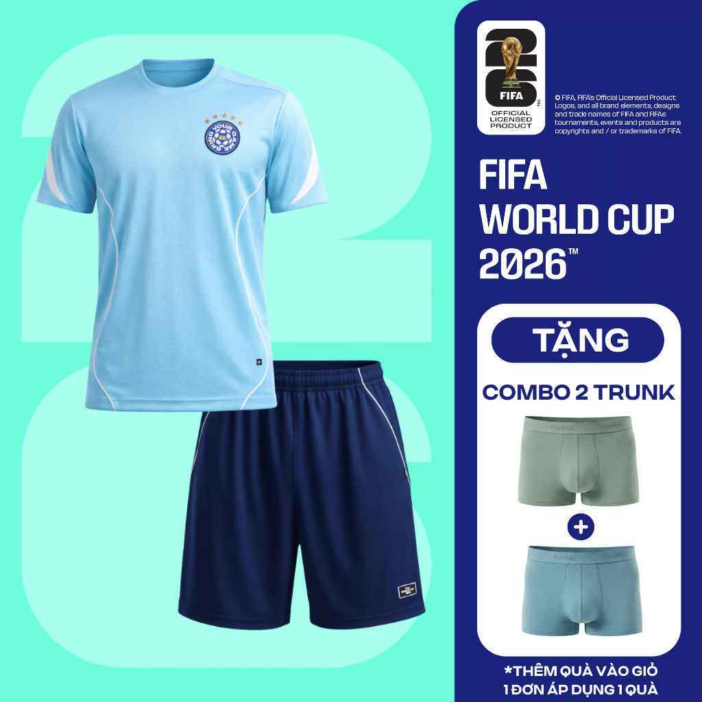 [TẶNG COMBO 2 QUÀ]Set đồ thể thao bóng đá World Cup Áo thun phối tay Performance và Quần short ProActive COOLMATE
