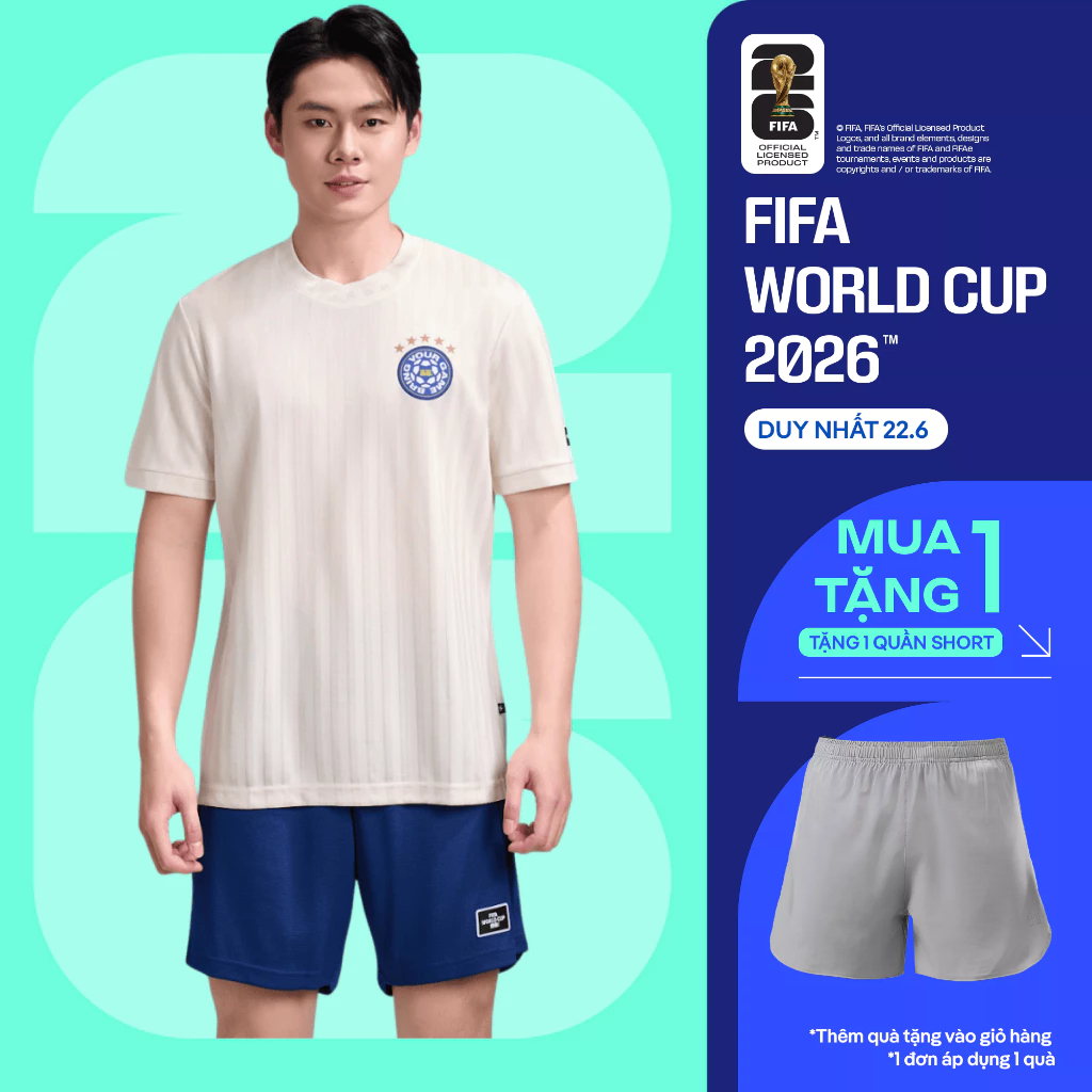 [TẶNG QUẦN SHORT]Áo thun cổ tròn Jacquard Exdry ProActive World Cup, áo đa năng thể thao Bóng đá, mặc hàng ngày COOLMATE