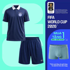 Set đồ thể thao bóng đá World Cup Áo polo nam phối bo cổ Quần shorts Performance thoáng khí COOLMATE