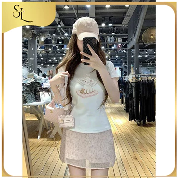 Chân váy chữ A lụa dáng ngắn Sellena hai lớp, Chân váy hai lớp hoạ tiết hoa nhí nữ tính C24