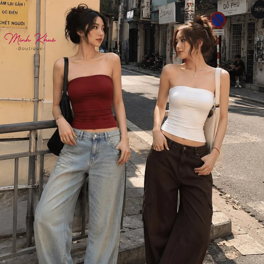 [Mở Bán] Áo Ống Dáng Dài Có Mút Ngực Thun Borip Lụa DD12 Áo Quây Ôm Body, Mềm Mịn, Co Giãn Trendy Minh Khuê Boutique