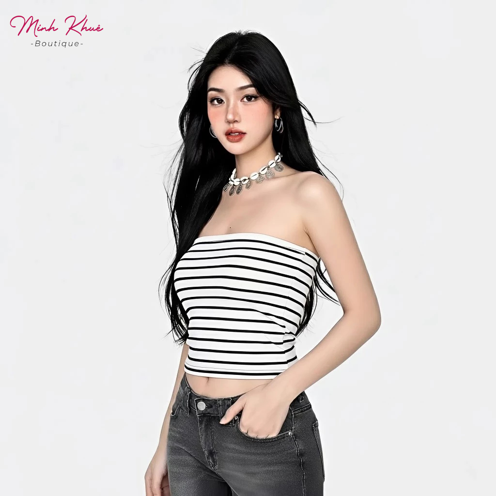 [MỞ BÁN] Áo Ống Sọc Ngang Chất Thun Cotton Mịn Kiểu Dáng Tube Ôm Body Tôn Dáng DD24 Minh Khuê Boutique