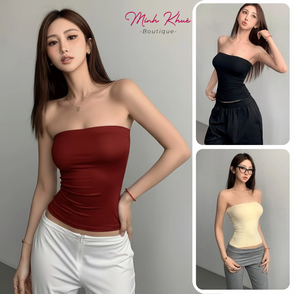 [Mở Bán] Áo Ống Dáng Dài Có Mút Ngực Thun Borip Lụa DD12 Áo Quây Ôm Body, Mềm Mịn, Co Giãn Trendy Minh Khuê Boutique